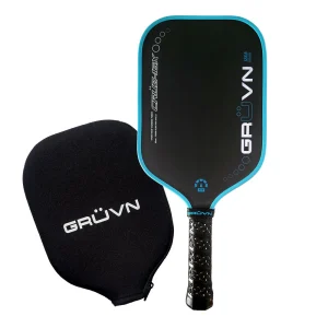 CRUZ-16X Pickleball Paddle with Blue Edge Guard – Raw Carbon Fiber Face and Elongated Design